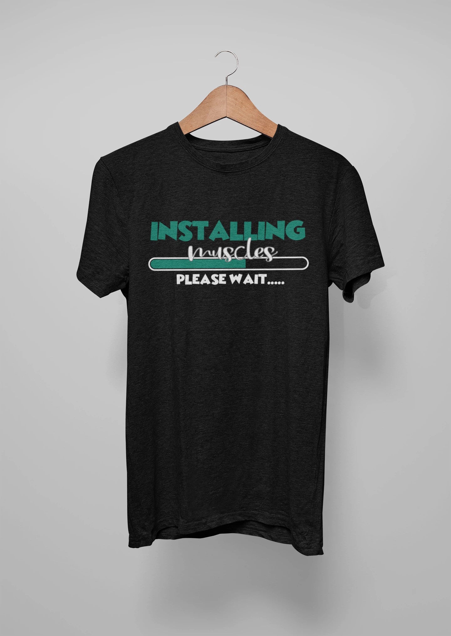 Installing Muscles Black Gym T-Shirt – Loading Gains, Please Wait