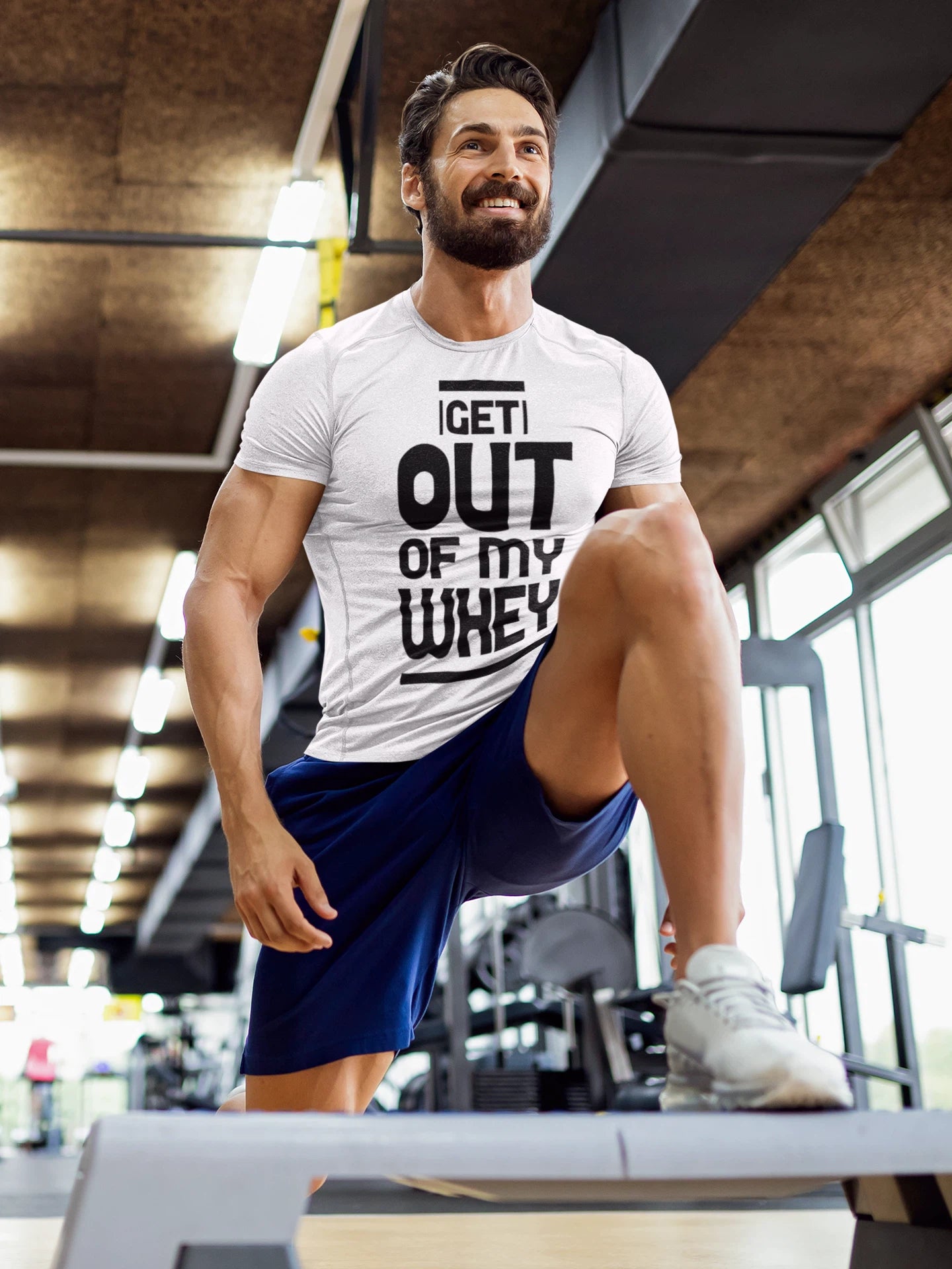 Get Out of My Whey White Gym T-Shirt – Protein-Powered & Ready to Lift