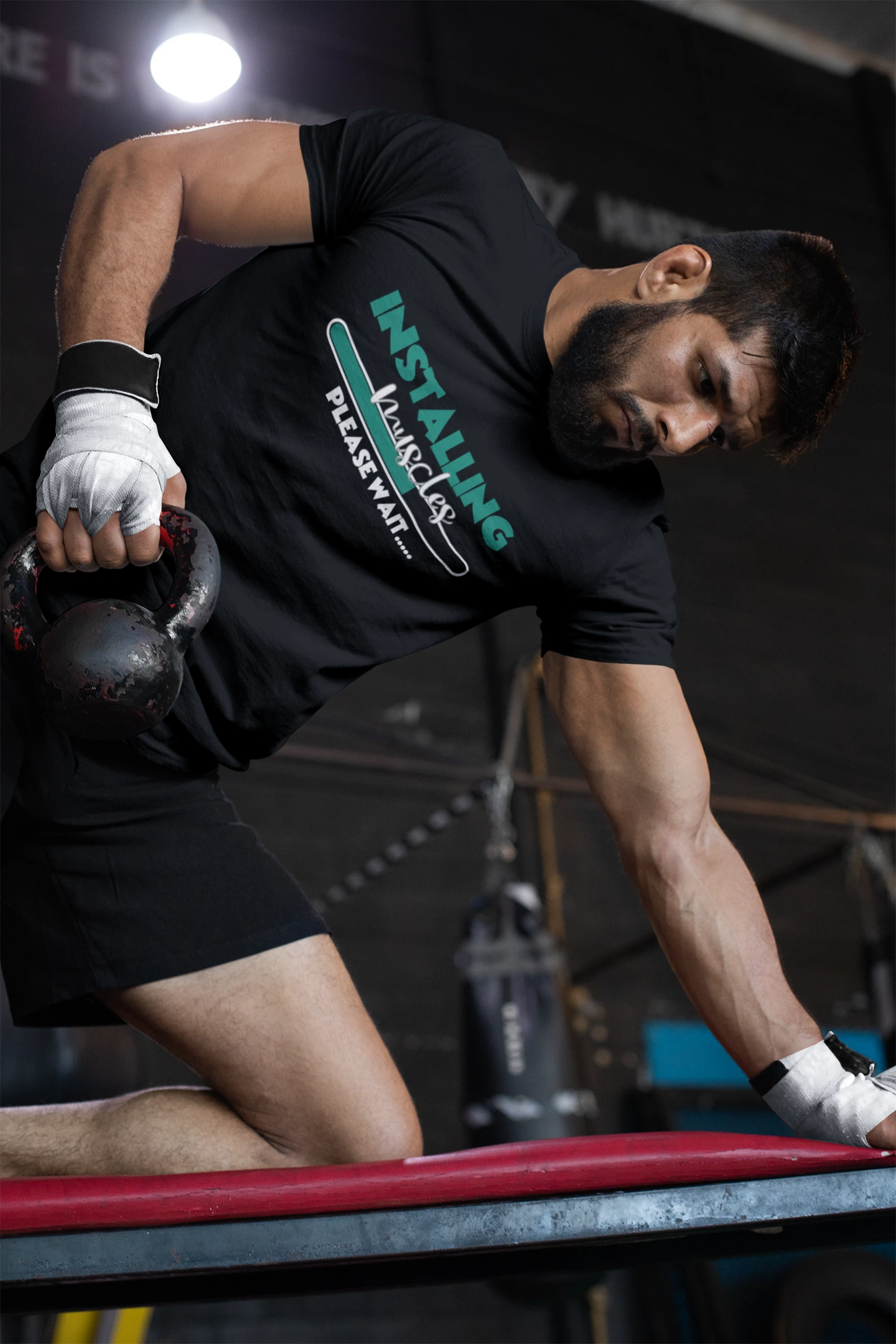 Installing Muscles Black Gym T-Shirt – Loading Gains, Please Wait